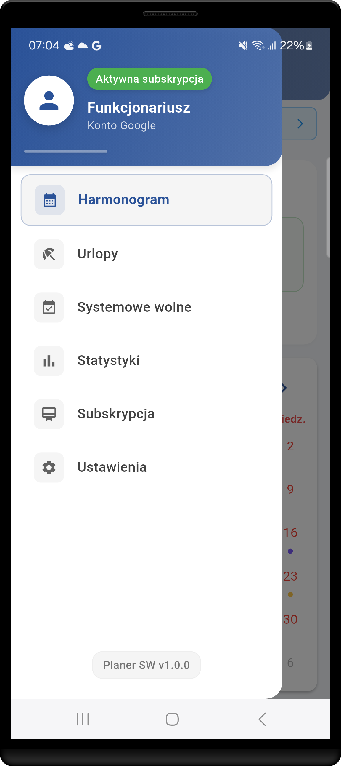Harmonogram służb